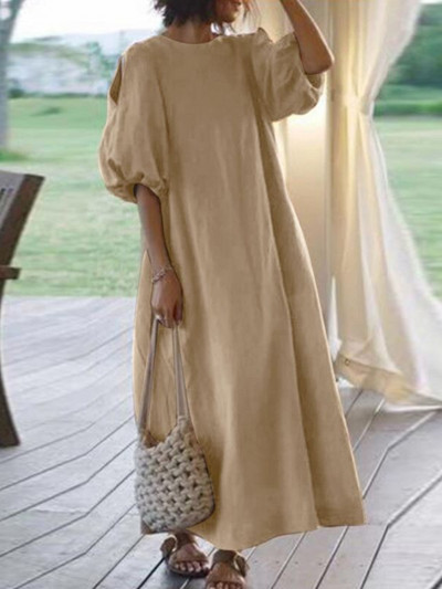 Rochie nouă de vară 2023 pentru femei, retro, elegantă, cu umeri, rochie lungă, modă coreeană, oversize, ocazională, largi, rochie de stradă