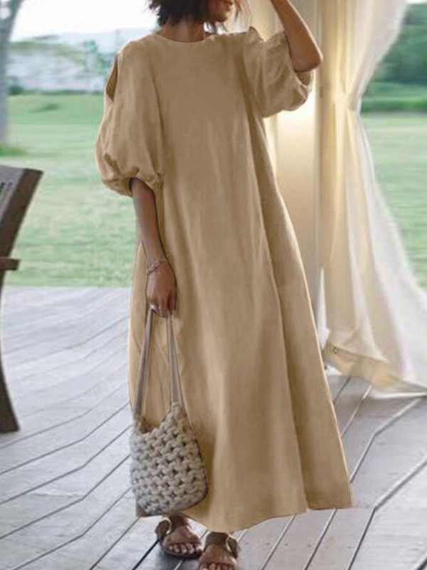 Rochie nouă de vară 2023 pentru femei, retro, elegantă, cu umeri, rochie lungă, modă coreeană, oversize, ocazională, largi, rochie de stradă