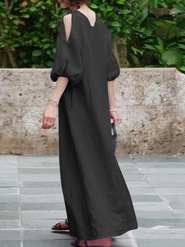 Rochie nouă de vară 2023 pentru femei, retro, elegantă, cu umeri, rochie lungă, modă coreeană, oversize, ocazională, largi, rochie de stradă