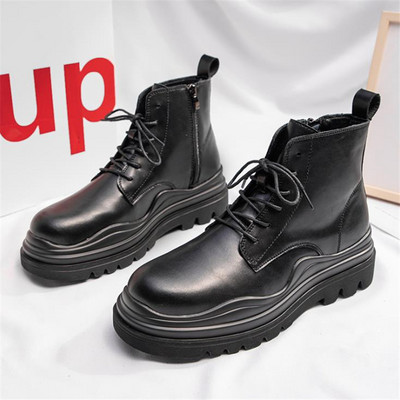 Muške gležnjače Retro Ležerne Chelsea čizme od kože Natikače Muške cipele Muške britanske kratke čizme s platformom