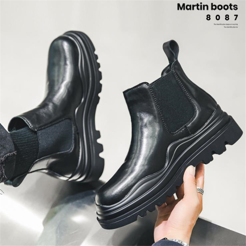 Muške gležnjače Retro Ležerne Chelsea čizme od kože Natikače Muške cipele Muške britanske kratke čizme s platformom