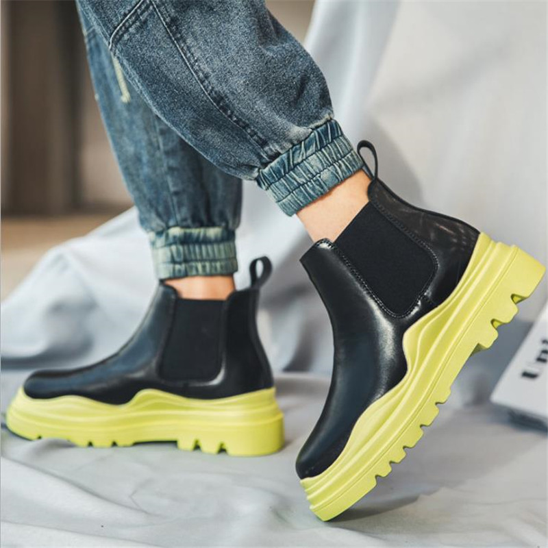 Muške gležnjače Retro Ležerne Chelsea čizme od kože Natikače Muške cipele Muške britanske kratke čizme s platformom