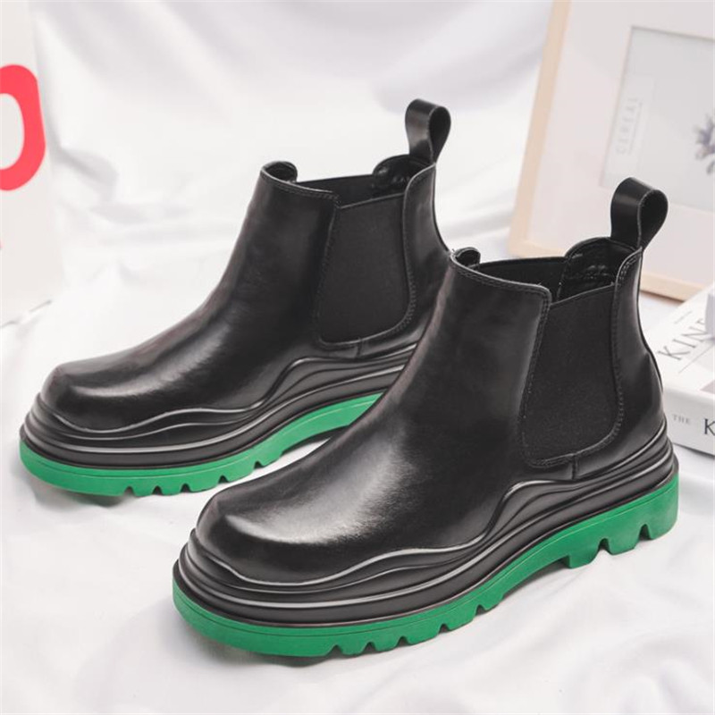 Muške gležnjače Retro Ležerne Chelsea čizme od kože Natikače Muške cipele Muške britanske kratke čizme s platformom