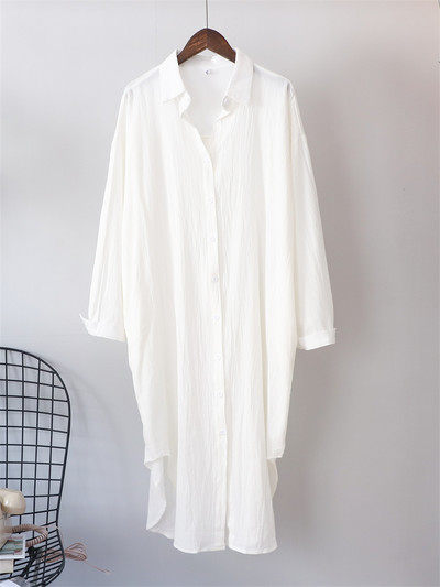 Syiwidii Λευκά Πουκάμισα Φόρεμα για Γυναικεία Υπερμεγέθη casual βαμβακερά φαρδιά φορέματα με μακρυμάνικο κουμπί επάνω Μπλε μίντι μακριές μπλούζες φόρεμα