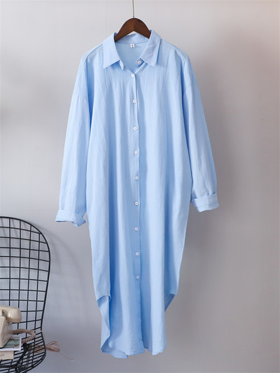 Syiwidii Λευκά Πουκάμισα Φόρεμα για Γυναικεία Υπερμεγέθη casual βαμβακερά φαρδιά φορέματα με μακρυμάνικο κουμπί επάνω Μπλε μίντι μακριές μπλούζες φόρεμα