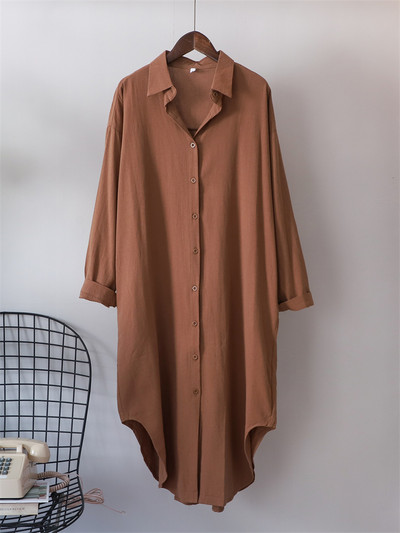 Syiwidii Λευκά Πουκάμισα Φόρεμα για Γυναικεία Υπερμεγέθη casual βαμβακερά φαρδιά φορέματα με μακρυμάνικο κουμπί επάνω Μπλε μίντι μακριές μπλούζες φόρεμα