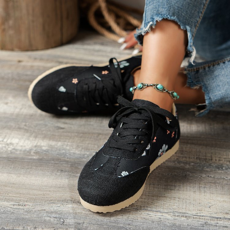 Γυναικεία φλατ αθλητικά παπούτσια 2023 Fashion Lace Up Γυναικεία περιστασιακά παπούτσια για περπάτημα για εξωτερικούς χώρους αναπνεύσιμα με στρογγυλά δάχτυλα Γυναικεία αθλητικά παπούτσια τένις Γυναικεία