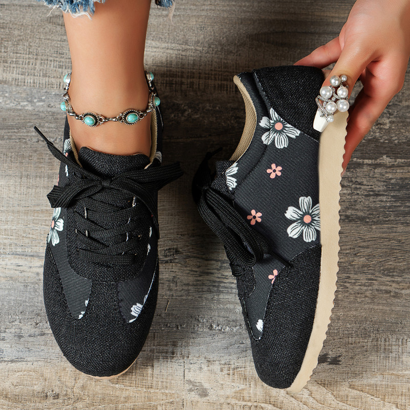 Γυναικεία φλατ αθλητικά παπούτσια 2023 Fashion Lace Up Γυναικεία περιστασιακά παπούτσια για περπάτημα για εξωτερικούς χώρους αναπνεύσιμα με στρογγυλά δάχτυλα Γυναικεία αθλητικά παπούτσια τένις Γυναικεία