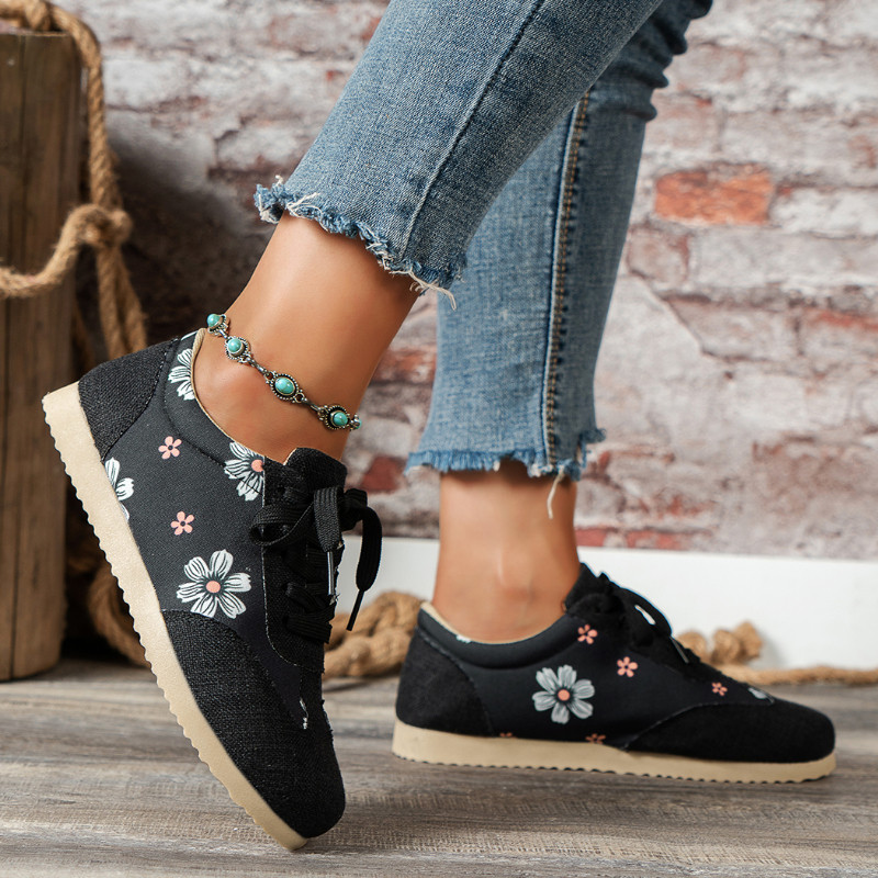 Γυναικεία φλατ αθλητικά παπούτσια 2023 Fashion Lace Up Γυναικεία περιστασιακά παπούτσια για περπάτημα για εξωτερικούς χώρους αναπνεύσιμα με στρογγυλά δάχτυλα Γυναικεία αθλητικά παπούτσια τένις Γυναικεία