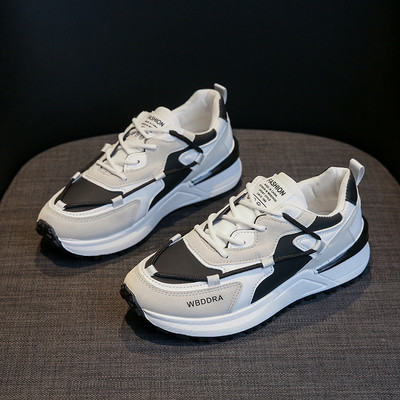 Bijele tenisice Ženske jesen 2022. Debeli donji dio Nove modne boje blokiraju udarce Tide Ins Ležerne Forrest Gump tenisice