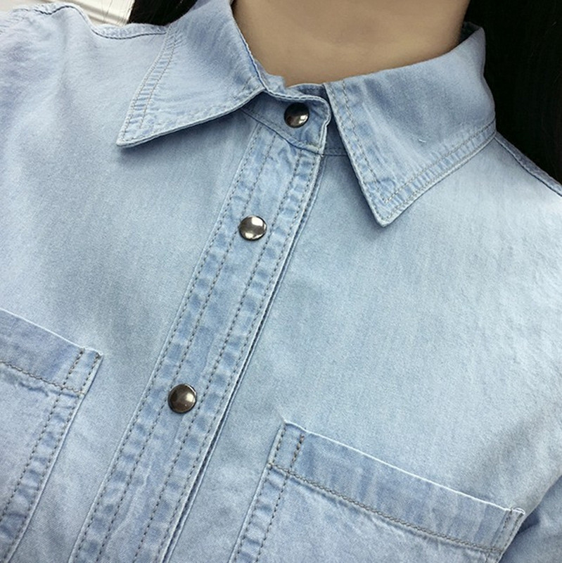 Nauji džinsiniai marškiniai, moteriški džinsai, pavasario mados drabužiai, moteriškos kišenės ilgomis rankovėmis, plonos, moteriškos palaidinės, moteriški drabužiai