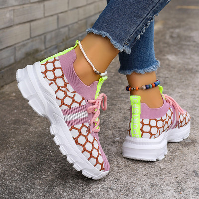 Pantofi sport de damă țesătură de bumbac Air Mesh Primăvară/toamnă Tenis de mică adâncime Femeie Pantofi de femeie Tendințe ocazionale Alergare fără slip