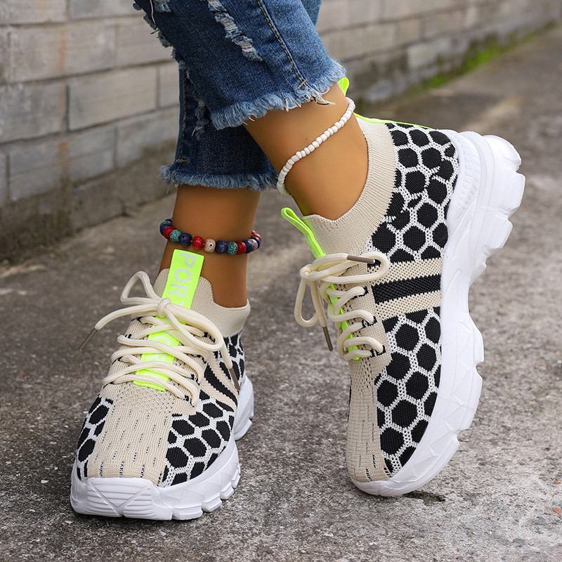 Pantofi sport de damă țesătură de bumbac Air Mesh Primăvară/toamnă Tenis de mică adâncime Femeie Pantofi de femeie Tendințe ocazionale Alergare fără slip