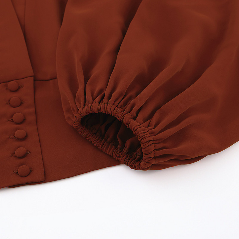 Γυναικεία άνοιξη φθινόπωρο κομψό σέξι φανάρι πουκάμισο μπλούζα με μακρυμάνικο γυναικείο τοπ V λαιμόκοψη επάνω Vintage μπλούζα γυναικεία πουκάμισα Blusas