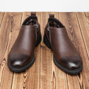 Пролет Есен Британски мъжки ежедневни обувки Винтидж ботуши от истинска кожа Инструменти Работен цип Челси ботуши Мъжки ботуши Клин