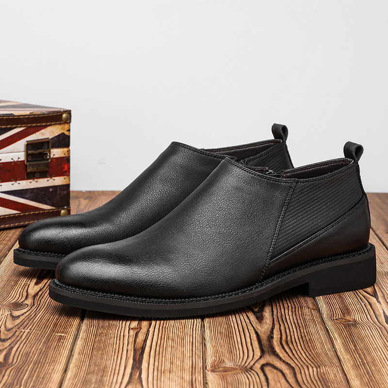 Ανοιξιάτικο φθινόπωρο βρετανικά ανδρικά παπούτσια αιτιατού τύπου Vintage γνήσιο δέρμα Μποτάκια αστραγάλου Εργαλεία με φερμουάρ Chelsea Μπότες Ανδρικές μπότες Wedge