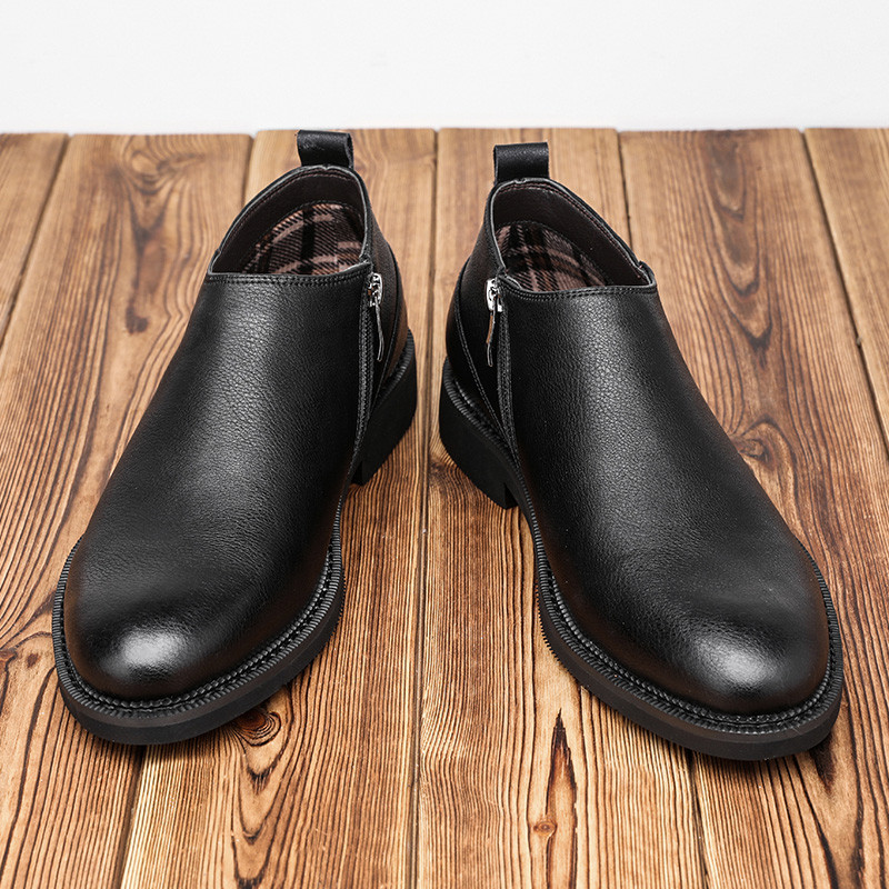 Ανοιξιάτικο φθινόπωρο βρετανικά ανδρικά παπούτσια αιτιατού τύπου Vintage γνήσιο δέρμα Μποτάκια αστραγάλου Εργαλεία με φερμουάρ Chelsea Μπότες Ανδρικές μπότες Wedge