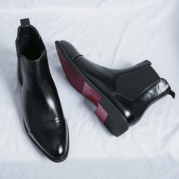 Луксозни класически мъжки ботуши от естествена кожа Обувки за парти рокли Старши мъжки бизнес обувки Модни къси ботуши Червени ботуши Челси Ботуши
