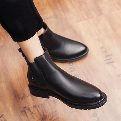 Smeđe Chelsea čizme Muške kožne ležerne cipele za muškarce 2023. Gležnjače za muškarce Muške kožne čizme Muške crne muške cipele s platformom