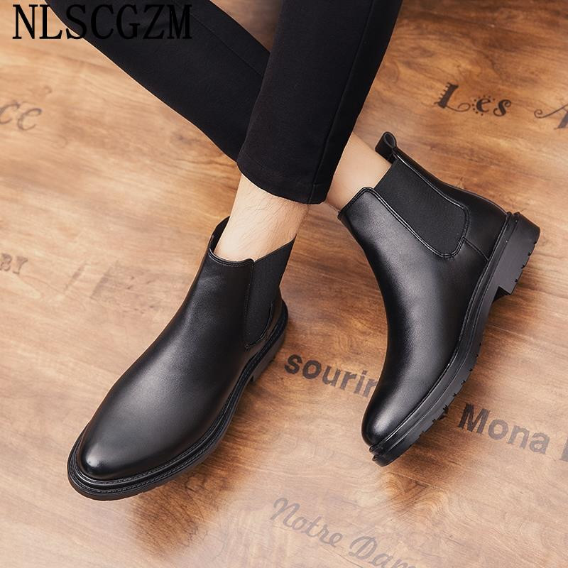 Smeđe Chelsea čizme Muške kožne ležerne cipele za muškarce 2023. Gležnjače za muškarce Muške kožne čizme Muške crne muške cipele s platformom