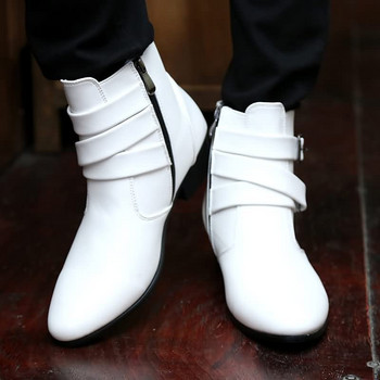 Мъжки ботуши Зимни кожени къси ботуши Обувки в британски стил Работни ботуши с плосък ток Мотоциклетни къси ботуши Ежедневни обувки до глезена