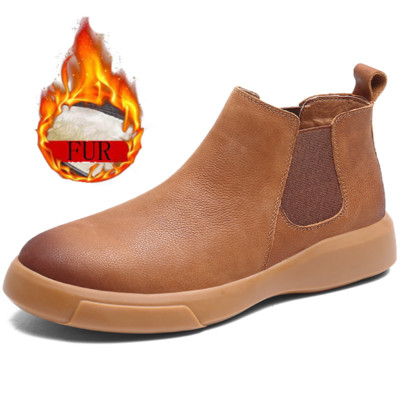 Ανδρικές δερμάτινες μπότες Chelsea, επώνυμα σχεδιαστές ιταλικές μπότες φορέματος μόδας Casual ζεστές, αντιολισθητικές, ανθεκτικές βελούδινες επαγγελματικές μπότες