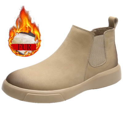 Ανδρικές δερμάτινες μπότες Chelsea, επώνυμα σχεδιαστές ιταλικές μπότες φορέματος μόδας Casual ζεστές, αντιολισθητικές, ανθεκτικές βελούδινες επαγγελματικές μπότες