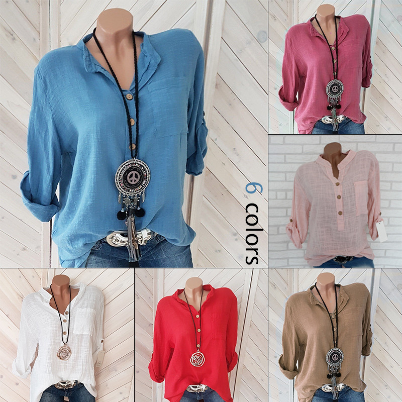 Tricou cu mânecă scurtă de vară pentru femei, cu decolteu în V, vintage Harajuku, cu nasturi, bluză, lejer, de culoare solidă, din bumbac, din in.