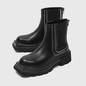 Ανδρικές και γυναικείες μπότες αστραγάλου με τετράγωνο δάχτυλο από Μπότες μοτοσυκλέτας με φερμουάρ Ανδρικές μπότες Slip On Platform Παπούτσια