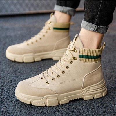 2022 Cizme noi pentru bărbați, din piele, impermeabile, cu șireturi, cizme militare pentru bărbați, iarnă, glezne, pantofi ușori pentru bărbați, ocazional de iarnă, anti-alunecare