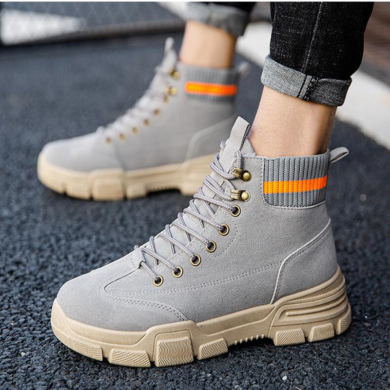 2022 Cizme noi pentru bărbați, din piele, impermeabile, cu șireturi, cizme militare pentru bărbați, iarnă, glezne, pantofi ușori pentru bărbați, ocazional de iarnă, anti-alunecare