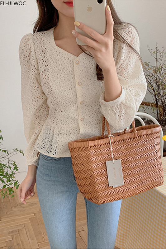 Izdubljena heklana čipkana šik kratke kratke majice slatke Lolita slatke djevojke Bluza s leptir mašnom na vezanje i jednoredno kopčanje