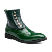 Ανδρικές πράσινες μπότες Chelsea Vintage κοντά ρετρό παπούτσια στον αστράγαλο Δερμάτινες μπότες μεσαίας κοπής με εκτύπωση casual Hook