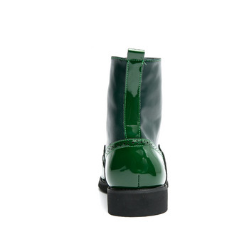 Ανδρικές πράσινες μπότες Chelsea Vintage κοντά ρετρό παπούτσια στον αστράγαλο Δερμάτινες μπότες μεσαίας κοπής με εκτύπωση casual Hook