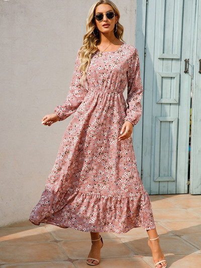 Rochie Boho elegantă, florală, pentru femei, cu talie înaltă, rochii maxi boeme, pentru femei, 2022, șic, coreeană, ținute de plajă cu mâneci lungi.