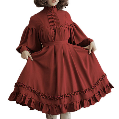 Japoniška gotikinė vintažinė Lolita vakarėlis suknelė Moteriška juoda medvilnė ilgomis rankovėmis Minkštos elegantiškos vakarinės princesės suknelės Saldžios 2023 m. Nauja