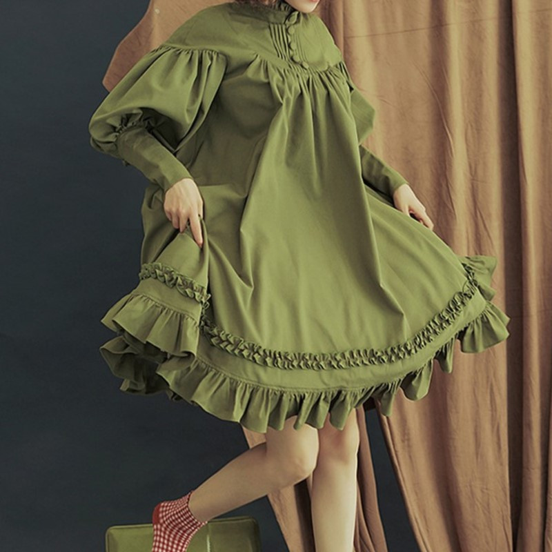 Japoniška gotikinė vintažinė Lolita vakarėlis suknelė Moteriška juoda medvilnė ilgomis rankovėmis Minkštos elegantiškos vakarinės princesės suknelės Saldžios 2023 m. Nauja