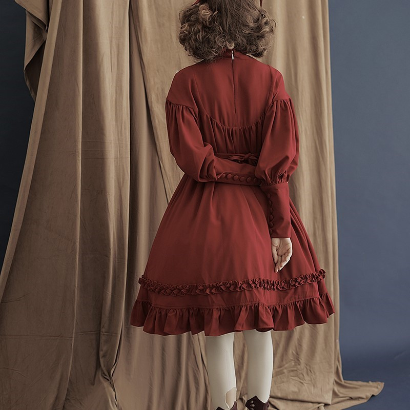 Japoniška gotikinė vintažinė Lolita vakarėlis suknelė Moteriška juoda medvilnė ilgomis rankovėmis Minkštos elegantiškos vakarinės princesės suknelės Saldžios 2023 m. Nauja