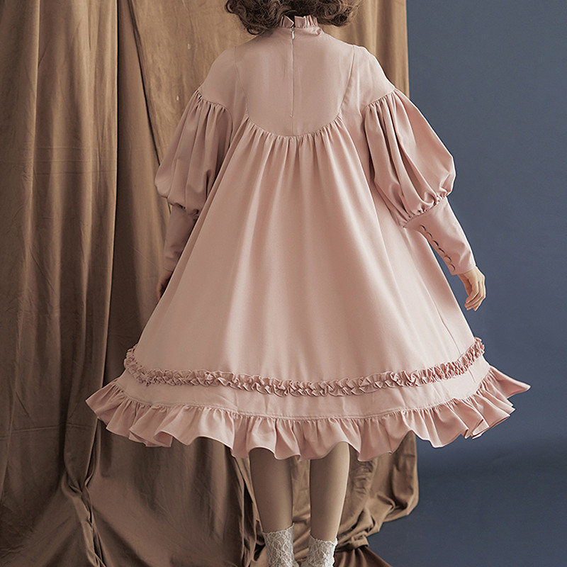 Japoniška gotikinė vintažinė Lolita vakarėlis suknelė Moteriška juoda medvilnė ilgomis rankovėmis Minkštos elegantiškos vakarinės princesės suknelės Saldžios 2023 m. Nauja