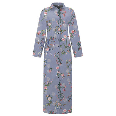 Rochie de tip cămașă largi cu imprimeu de flori de epocă la modă la birou, la guler cu rever, rochie de petrecere cu nasturi, 2023, pentru femei, ocazional, rochii lungi cu mânecă lungă