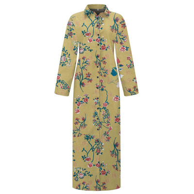 Rochie de tip cămașă largi cu imprimeu de flori de epocă la modă la birou, la guler cu rever, rochie de petrecere cu nasturi, 2023, pentru femei, ocazional, rochii lungi cu mânecă lungă