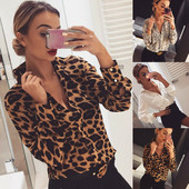 Ženska kimono majica s leopard uzorkom, dugih rukava, bluza s leopard uzorkom, s V izrezom, ležerna košulja od zmijske kože, velika veličina S-XL