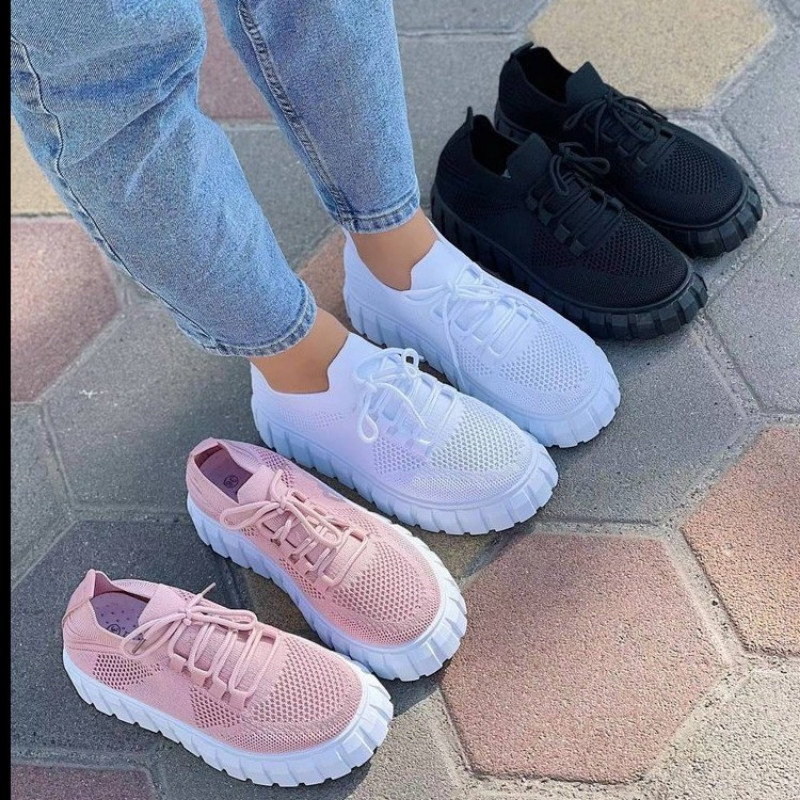 Ženske elegantne tenisice 2022. Proljeće Nove rastezljive tkanine Ženske cipele na vezanje Ležerne cipele 36-43 Velike ženske udobne ravne cipele 2022.