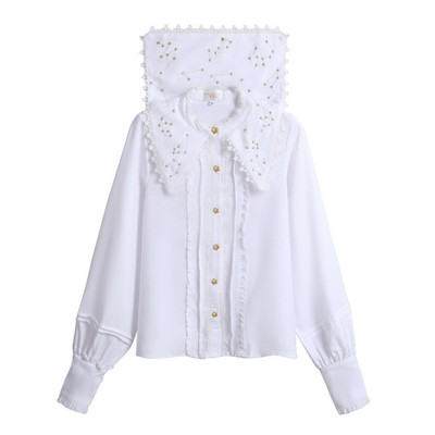 Slatka konstelacija izvezena Lolita košulja mornarski ovratnik Šifon bluza za žene
