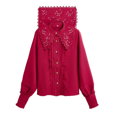 Slatka konstelacija izvezena Lolita košulja mornarski ovratnik Šifon bluza za žene