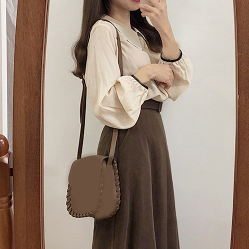 Γυναικείο πουκάμισο Vintage Μπλούζα Φαρδιά Πουκάμισα στο δρόμο Γυναικεία μακριά φουσκωτά μανίκια με γυριστό γιακά μονόπλευρη μπλούζα πουκάμισο τοπ γραφείου