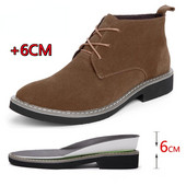 WEH Bărbați Pantofi pentru creșterea înălțimii Cizme Pantofi cu ridicare pentru bărbați pentru afaceri Talpă interioară pentru creșterea înălțimii 6CM Pantof formal de nuntă Piele neagră