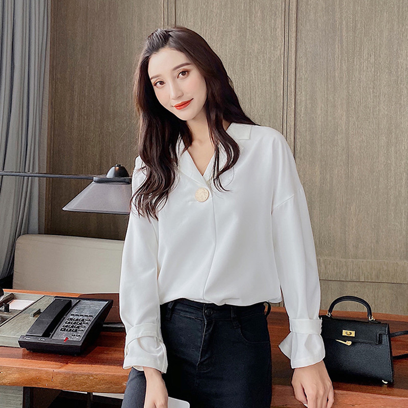 Blusas Mujer Coreeană Vintage Top Femeie Dulce Bluză din șifon cu mânecă lungă Toamnă Nou Office Stil Damă Cămăși pentru femei Alb 10697