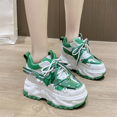 Άνοιξη 2022 Γυναικεία ογκώδη αθλητικά παπούτσια αναπνεύσιμα casual παπούτσια 10 εκατοστών με σφήνα τακούνια πλατφόρμα Trainers Chaussures Femme Sports Dad Παπούτσια