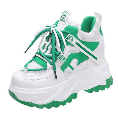 Άνοιξη 2022 Γυναικεία ογκώδη αθλητικά παπούτσια αναπνεύσιμα casual παπούτσια 10 εκατοστών με σφήνα τακούνια πλατφόρμα Trainers Chaussures Femme Sports Dad Παπούτσια